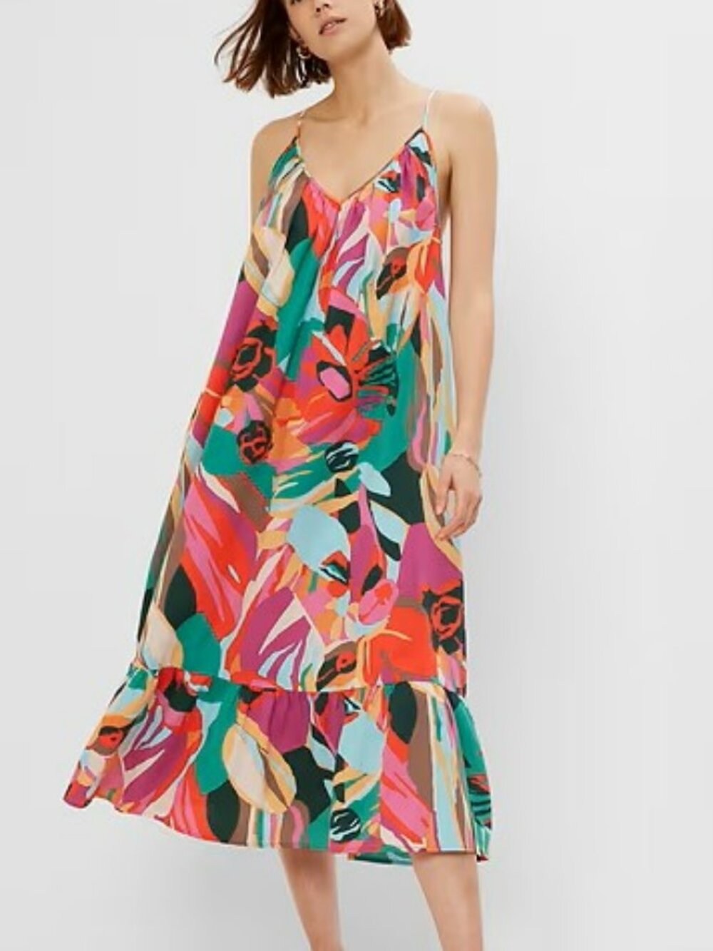 GAP Strappy Ruffle Hem Maxi Dress in June Multi Floral